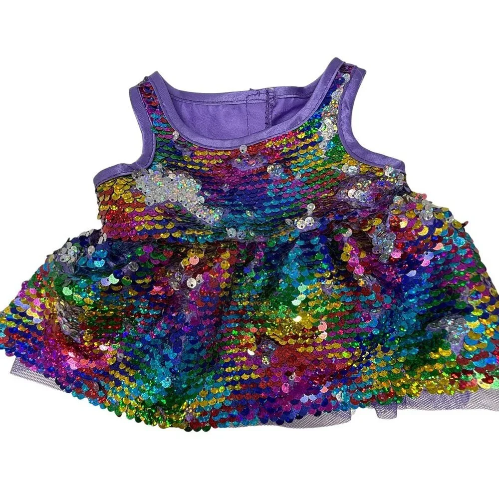 Build-A-Bear BAB Shirt Dress Lot Lalaloopsy Sequin Rainbow Stripe Hood BB jersey